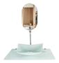 Imagem de Kit cuba de vidro para banheiro tampo 50cm branco full suporte com espelho luxo ekasa