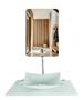 Imagem de Kit cuba de vidro para banheiro tampo 50cm branco full suporte com espelho luxo ekasa