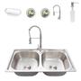 Imagem de Kit cuba gourmet dupla com Torneira monocomando e lixeira