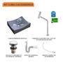 Imagem de Kit Cuba ML44 C/Torneira Link 1062 Metal + Válvula Click 1''G + Sifão Pvc + Flexível