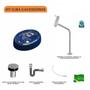 Imagem de Kit Cuba OV39 C/Torneira Link 1062 Metal e Válvula Click 1 Polegada B e Sifão Cromado e Flexível Com