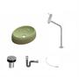 Imagem de Kit Cuba OV39 C/Torneira Link 1062 Metal e Válvula Click 1 Polegada B e Sifão Cromado e Flexível Com