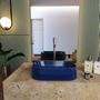 Imagem de Kit Cuba Ov42 Laila com Torneira Link 1062 e Válvula Botão com Sifão e Flexível Azul Escuro