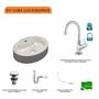 Imagem de Kit Cuba Ov43 com Torneira 1198 Metal e Válvula Click 1 Polegada G e Sifão Pvc e Flexível Compace
