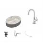 Imagem de Kit Cuba Ov43 com Torneira 1198 Metal e Válvula Click 1 Polegada G e Sifão Pvc e Flexível Compace