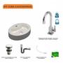 Imagem de Kit Cuba Ov43 com Torneira Luxo 1195 Metal e Válvula Click 1 Polegada G e Sifão Cromado e Flexível C