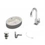 Imagem de Kit Cuba Ov43 com Torneira Luxo 1195 Metal e Válvula Click 1 Polegada G e Sifão Cromado e Flexível C