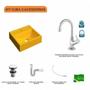Imagem de Kit Cuba Q32 com Torneira 1198 Metal e Válvula Click 1 1/2" + Sifão PVC e Flexível Compace