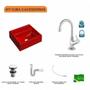 Imagem de Kit Cuba Q32 com Torneira 1198 Metal e Válvula Click 1 1/2'' + Sifão Pvc e Flexível Compace