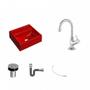 Imagem de Kit Cuba Q32 com Torneira 1198 Metal e Válvula Click 1"B + Sifão Cromado e Flexível Compace