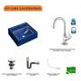 Imagem de Kit Cuba Q32 com Torneira 1198 Metal e Válvula Click 1"G + Sifão Cromado e Flexível Compace