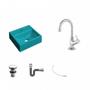 Imagem de Kit Cuba Q32 com Torneira 1198 Metal e Válvula Click 1"G + Sifão Cromado e Flexível Compace