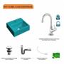 Imagem de Kit Cuba Q32 com Torneira 1198 Metal e Válvula Click 1"G + Sifão Cromado e Flexível Compace