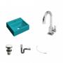 Imagem de Kit Cuba Q32 com Torneira Luxo 1195 Metal e Válvula Click 1 Pol. e Sifão Cromado e Flexivel