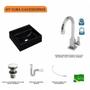 Imagem de Kit Cuba Q32 com Torneira Luxo 1195 Metal e Válvula Click 1 Pol. e Sifão PVC e Flexivel