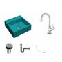 Imagem de Kit Cuba Q355 com Torneira 1198 Metal e Válvula Click 1"B e Sifão Cromado e Flexível Compace