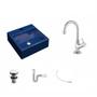 Imagem de Kit Cuba Q355 com Torneira 1198 Metal e Válvula Click 1"G e Sifão Pvc e Flexível Compace