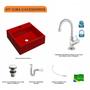Imagem de Kit Cuba Q355 com Torneira 1198 Metal e Válvula Click 1"G e Sifão Pvc e Flexível Compace