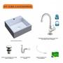 Imagem de Kit Cuba Q355 com Torneira 1198 Metal e Válvula Click 1"G e Sifão Pvc e Flexível Compace