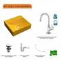 Imagem de Kit Cuba Q39 com Torneira 1198 Metal e Válvula Click 1 1/2" Sifão PVC e Flexível Compace