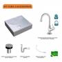Imagem de Kit Cuba Q39 com Torneira 1198 Metal e Válvula Click 1"B + Sifão PVC e Flexível Compace