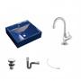 Imagem de Kit Cuba Q39 com Torneira 1198 Metal e Válvula Click 1"G Sifão Cromado e Flexivel Compace