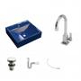 Imagem de Kit Cuba Q39 com Torneira Luxo 1195 Metal e Válvula Click 1 1/2 e Sifão PVC e Flexível Compace
