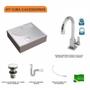 Imagem de Kit Cuba Q39 com Torneira Luxo 1195 Metal e Válvula Click 1 1/2 e Sifão PVC e Flexível Compace
