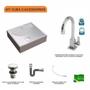 Imagem de Kit Cuba Q39 com Torneira Luxo 1195 Metal Válvula Click 1"B Pol. e Sifão Cromado e Flexível Compace