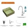 Imagem de Kit Cuba Q395 com Torneira 1198 Metal e Válvula Click 1 1/2" e Sifão Pvc e Flexível Compace