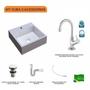 Imagem de Kit Cuba Q395 com Torneira 1198 Metal e Válvula Click 1 1/2" e Sifão Pvc e Flexível Compace