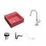Imagem de Kit Cuba Q395 com Torneira 1198 Metal e Válvula Click 1"B Pol. Sifão Cromado e Flexível Compace