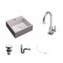 Imagem de Kit Cuba Q395 com Torneira Luxo 1195 Metal e Válvula Click 1 1/2" e Sifão Cromado e Flexível Compace