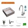 Imagem de Kit Cuba Q395 com Torneira Luxo 1195 Metal e Válvula Click 1 1/2" e Sifão Cromado e Flexível Compace