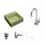 Imagem de Kit Cuba Q395 com Torneira Luxo 1195 Metal e Válvula Click 1 1/2" e Sifão Cromado e Flexível Compace