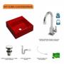 Imagem de Kit Cuba Q395 com Torneira Luxo 1195 Metal e Válvula Click 1 1/2" e Sifão Pvc e Flexível Compace