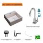 Imagem de Kit Cuba Q395 com Torneira Luxo 1195 Metal e Válvula Click 1"B e Sifão Cromado e Flexível Compace
