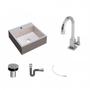 Imagem de Kit Cuba Q395 com Torneira Luxo 1195 Metal e Válvula Click 1"B e Sifão Cromado e Flexível Compace