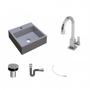 Imagem de Kit Cuba Q395 com Torneira Luxo 1195 Metal e Válvula Click 1"b e Sifão Cromado e Flexível Compace
