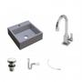 Imagem de Kit Cuba Q395 com Torneira Luxo 1195 Metal e Válvula Click 1 Pol. e Sifão Pvc e Flexível Compace