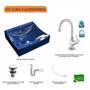 Imagem de Kit Cuba Q440 com Torneira 1198 Metal e Válvula Click 1 Pol. Sifão PVC e Flexível Compace