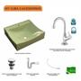 Imagem de Kit Cuba Q440 com Torneira 1198 Metal e Válvula Click 1 Pol. Sifão PVC e Flexível Compace