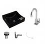 Imagem de Kit Cuba Q440 com Torneira Luxo 1195 Metal e Válvula Click 1"B e Sifão Cromado e Flexível Compace