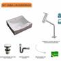 Imagem de Kit Cuba Q440 com Torneira Pratika 1060 Metal e Válvula Click 1"g e Sifão Cromado e Flexível Compace
