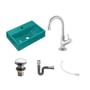 Imagem de Kit Cuba Q45 C/Torneira 1198 Metal + Válvula Click 1 1/2'' (04cm) + Sifão Cromado + Flexível