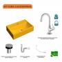 Imagem de Kit Cuba Q45 com Torneira 1198 Metal e Válvula Click 1"B Pol. Sifão PVC e Flexível Compace