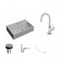 Imagem de Kit Cuba Q45 com Torneira 1198 Metal e Válvula Click 1"B Pol. Sifão PVC e Flexível Compace