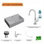 Imagem de Kit Cuba Q45 com Torneira 1198 Metal e Válvula Click 1"B Pol. Sifão PVC e Flexível Compace