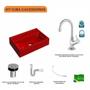 Imagem de Kit Cuba Q45 com Torneira 1198 Metal e Válvula Click 1"B Pol. Sifão PVC e Flexível Compace
