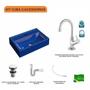 Imagem de Kit Cuba Q45 com Torneira 1198 Metal e Válvula Click 1 Pol. 1/2 Sifão PVC e Flexível Compace